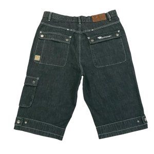 Outkast Clothing Co Denim Jean Cargo Shorts Mens Measure 38 Black